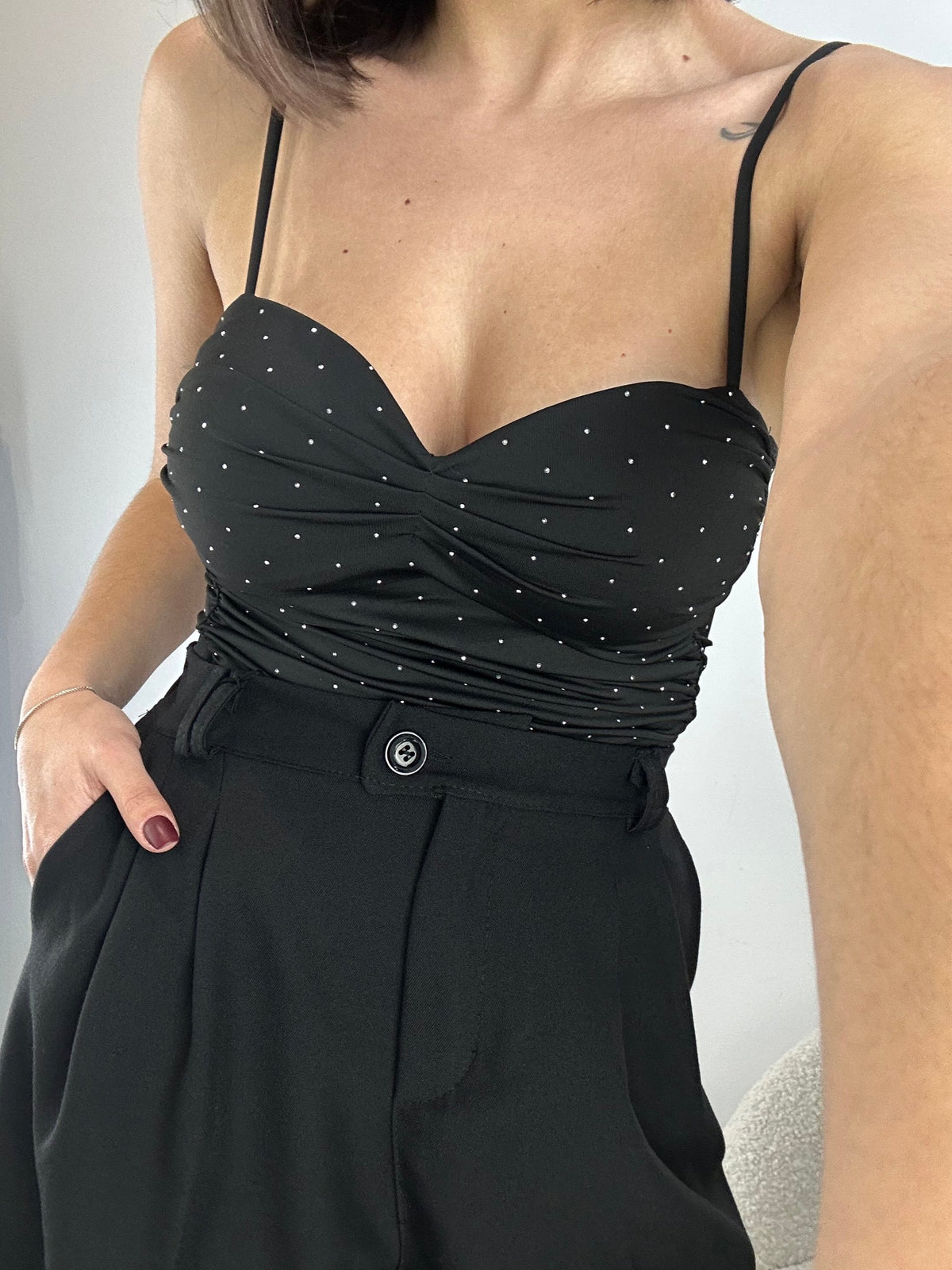 Body scollo a cuore strass