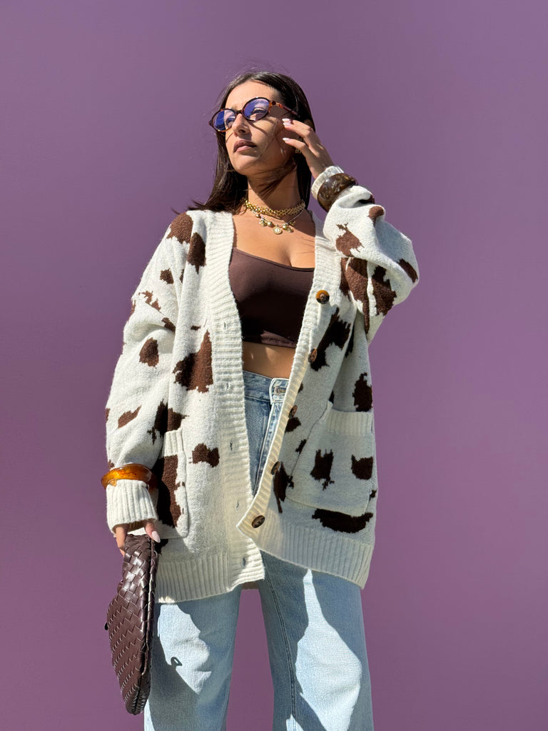 Cardigan Cow misto lana