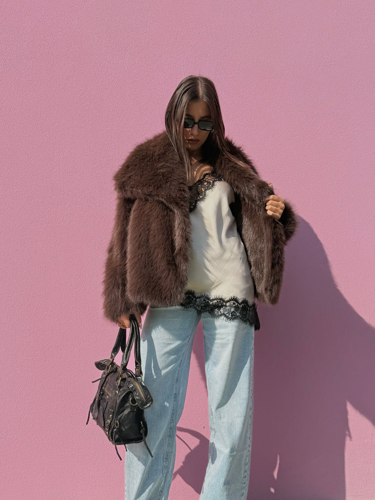 Eco-pelliccia marrone