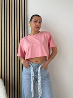 T-shirt crop spalline