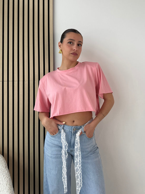 T-shirt crop spalline