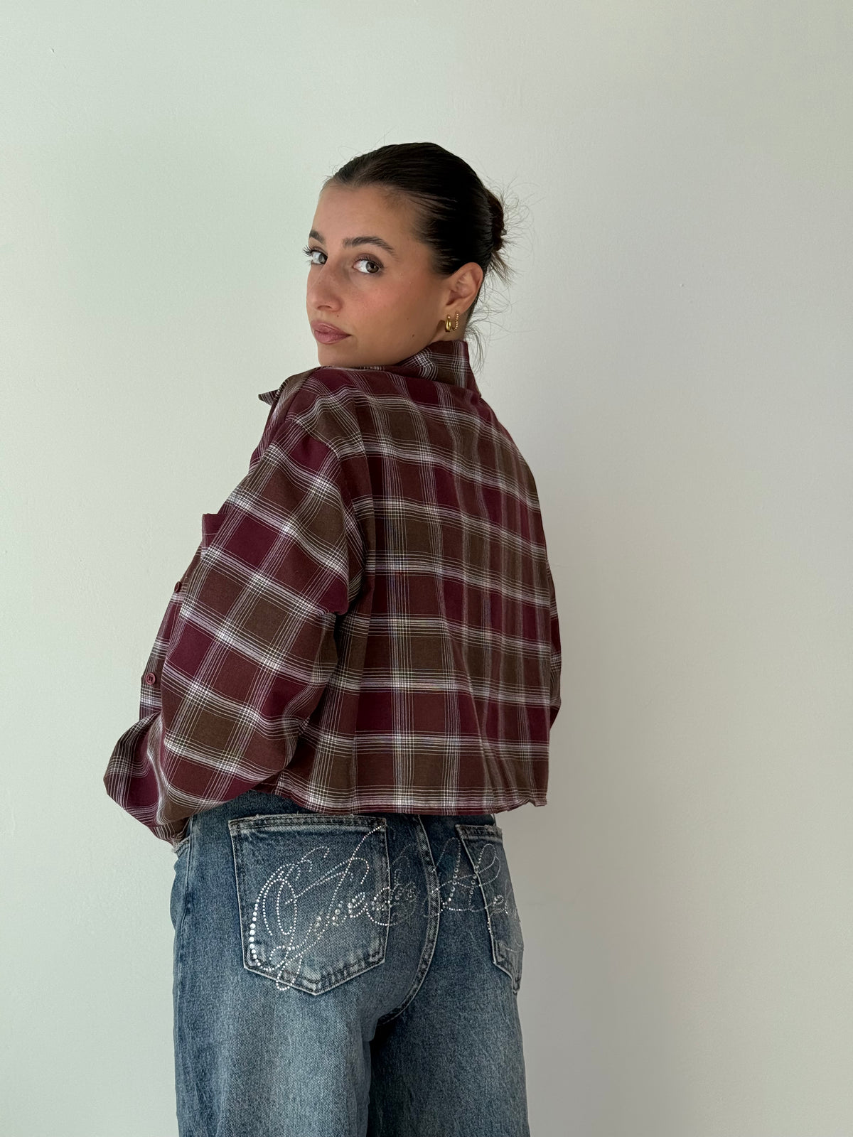 Camicia check crop
