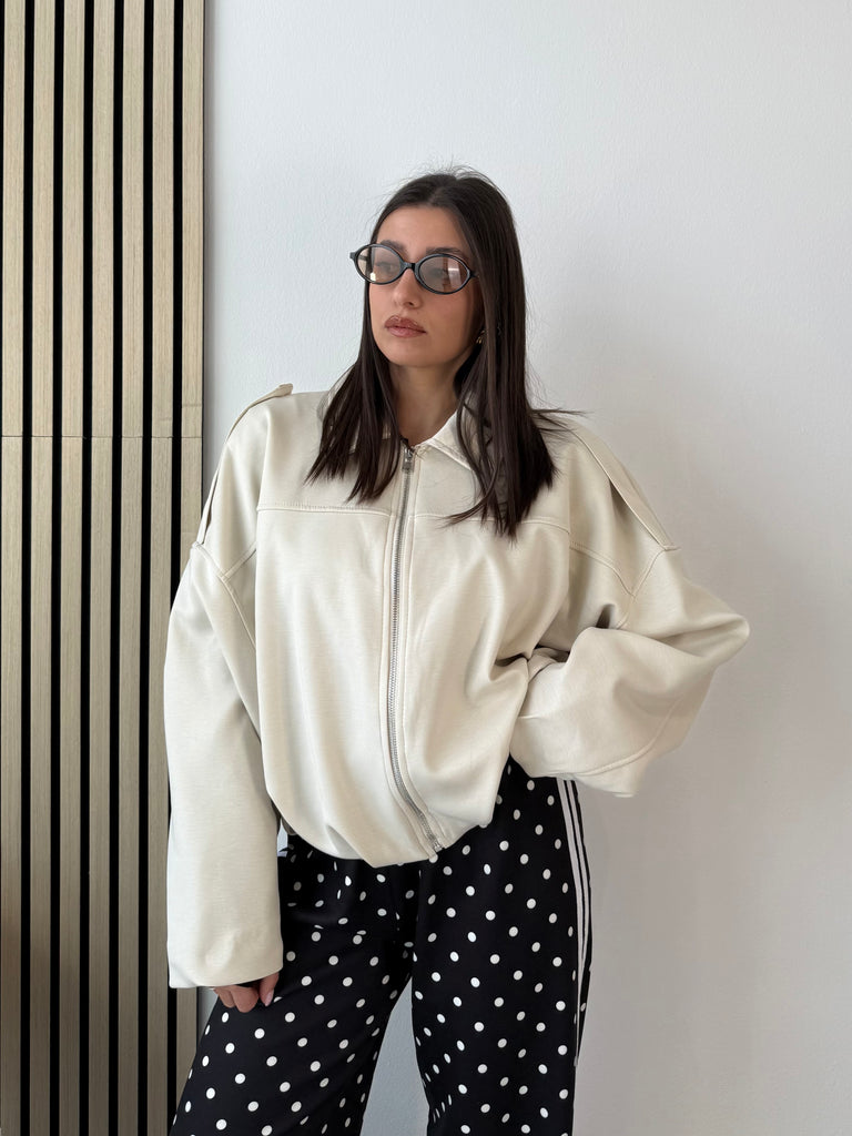 Bomber in tessuto Trend Panna