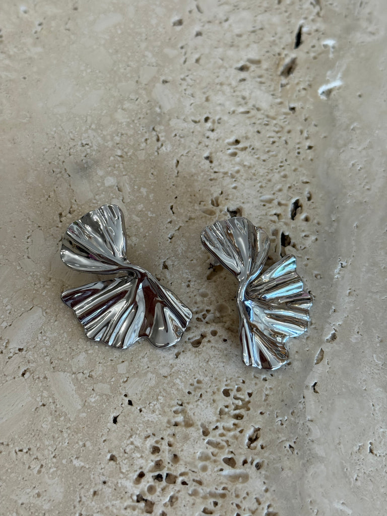 Orecchini FLOWER mezza luna argento