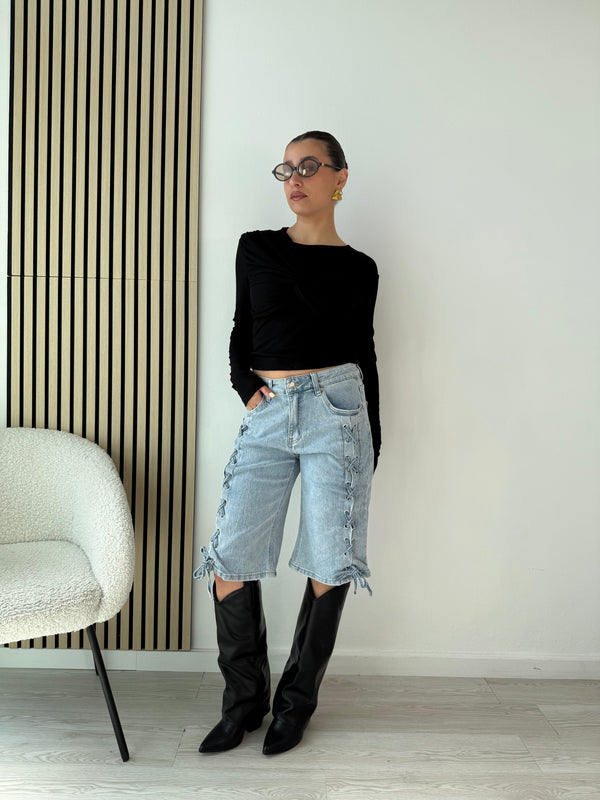 Bermuda di jeans lace