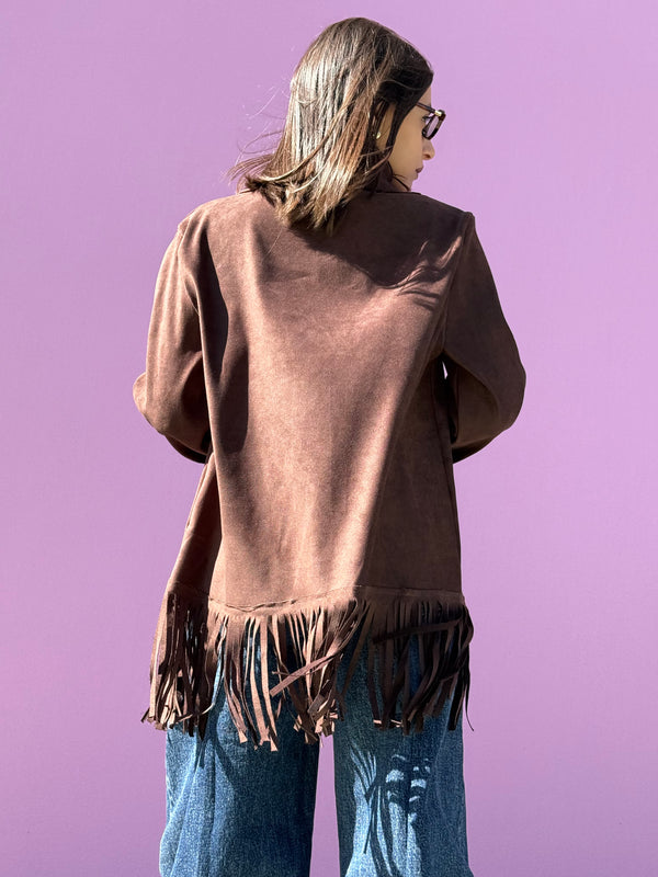 Cardigan Suede con frange