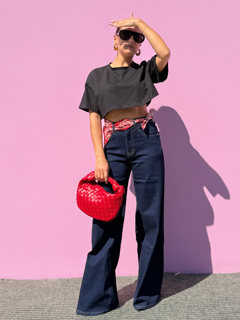 Jeans a palazzo lavaggio 0