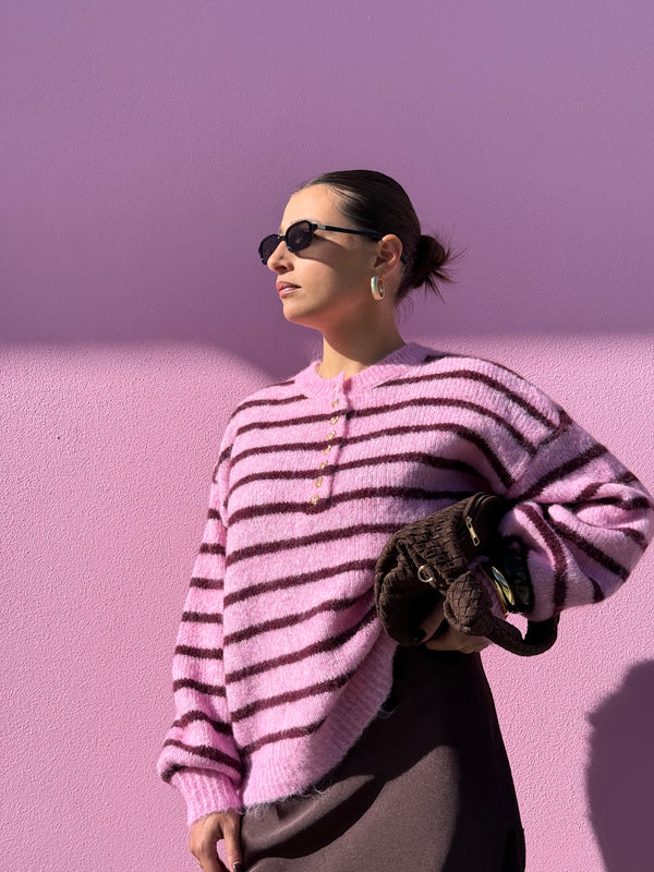 Maglione a righe misto lana