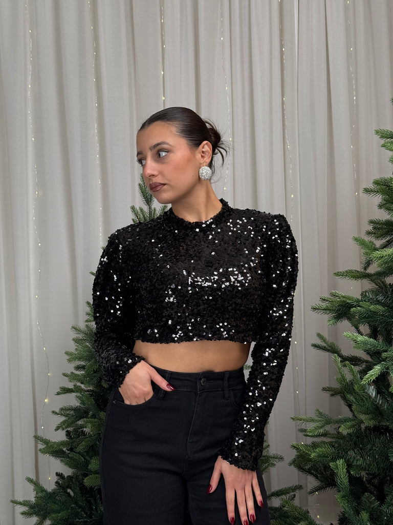 Top crop paillettes
