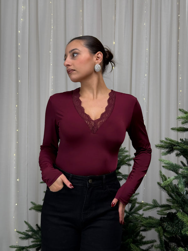 Body scollo a V pizzo