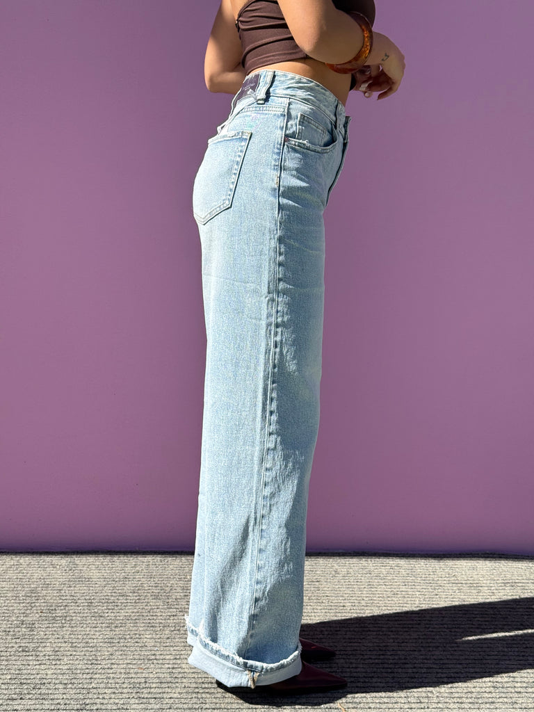 Jeans palazzo blu chiaro