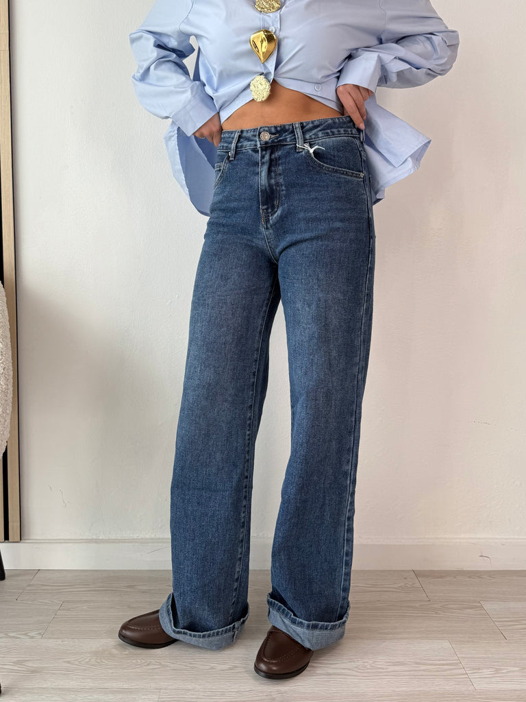 Jeans palazzo blu scuro