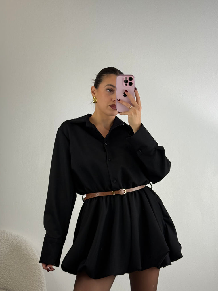 Abito camicia con gonna palloncino