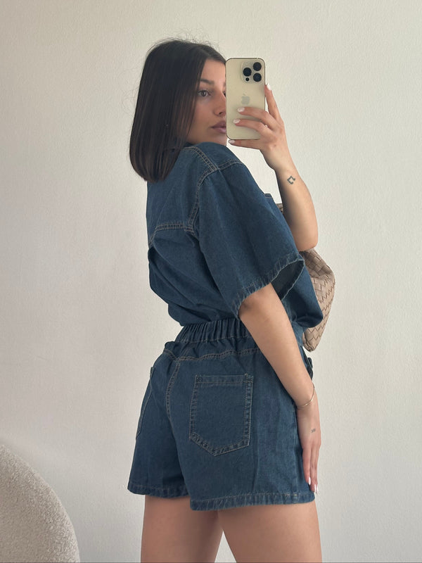 Coordinato in Denim gonna pantaloncino e camicia