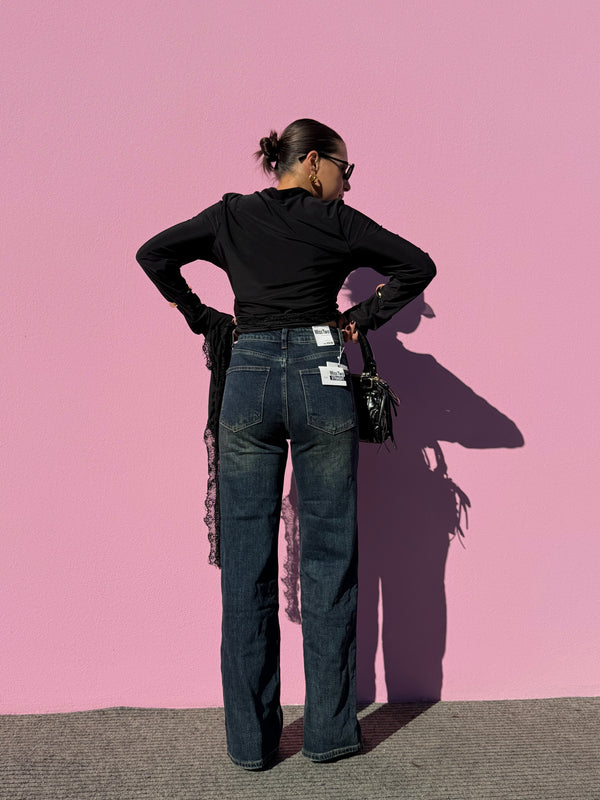 Jeans palazzo sabbiato