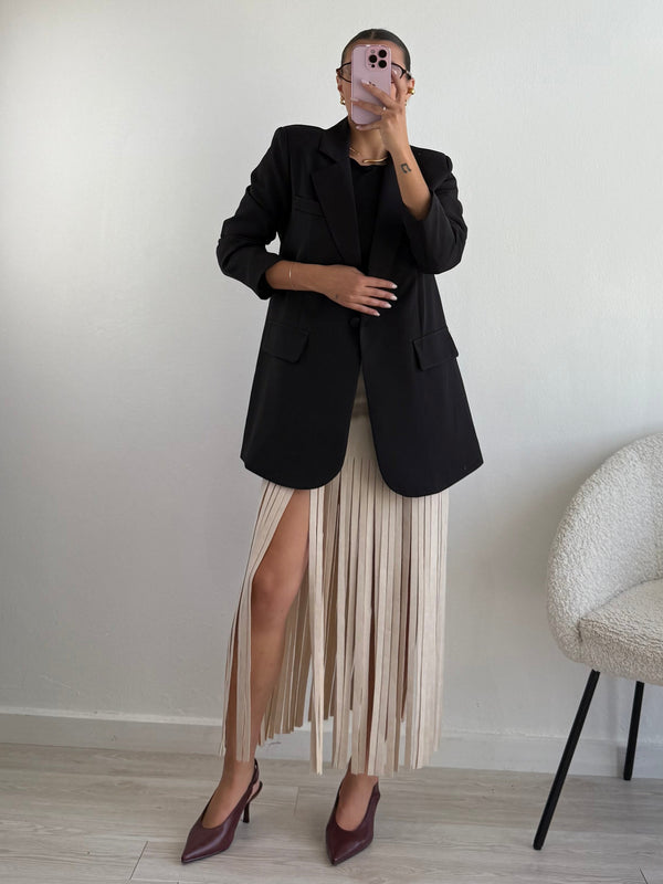 Gonna suede con frange