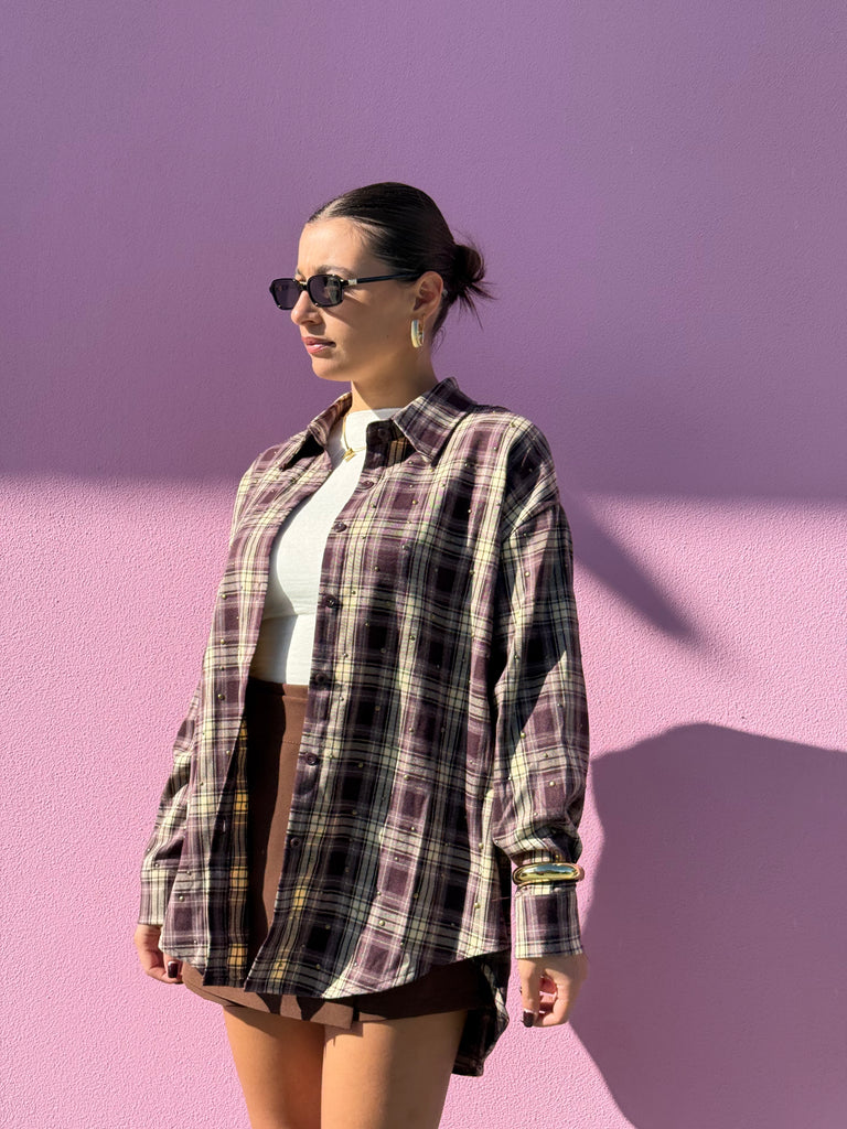 Camicia tartan strass