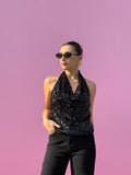 Top paillettes schiena scoperta