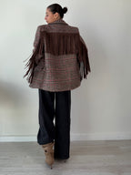 Blazer in panno con Frange bordeaux
