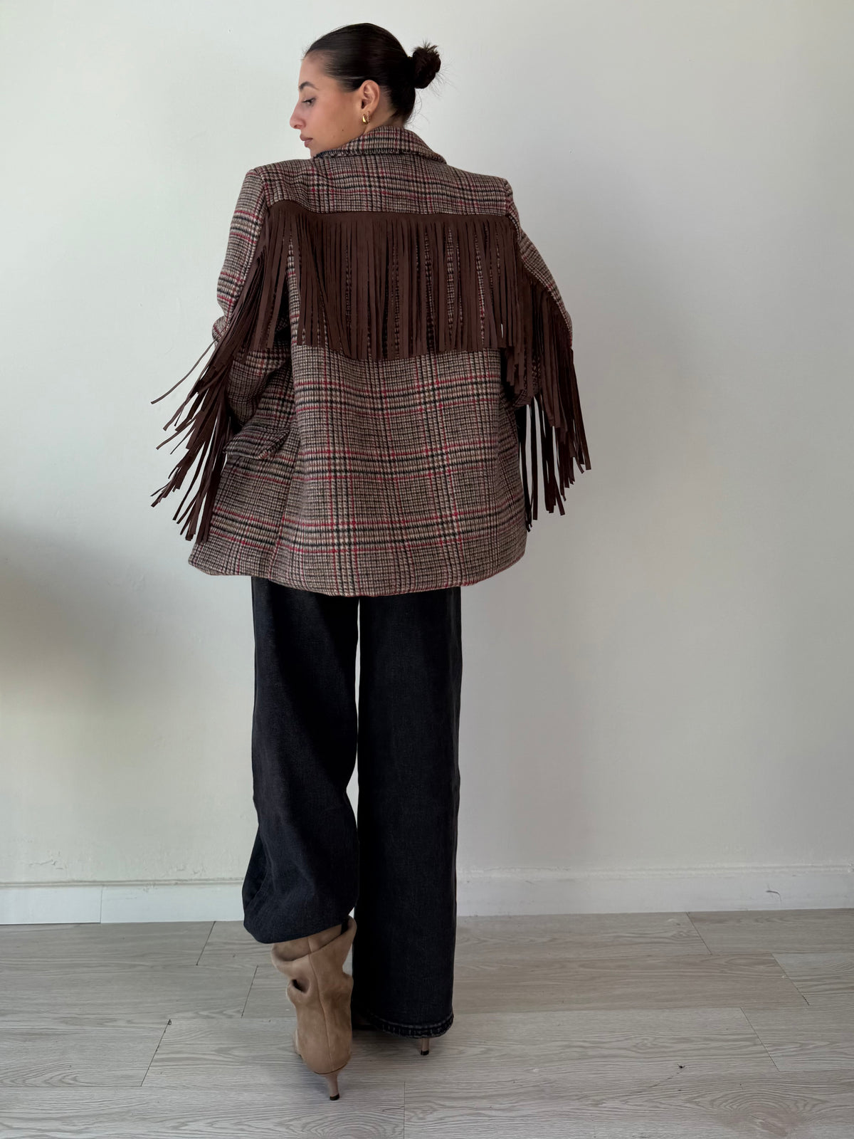 Blazer in panno con Frange bordeaux
