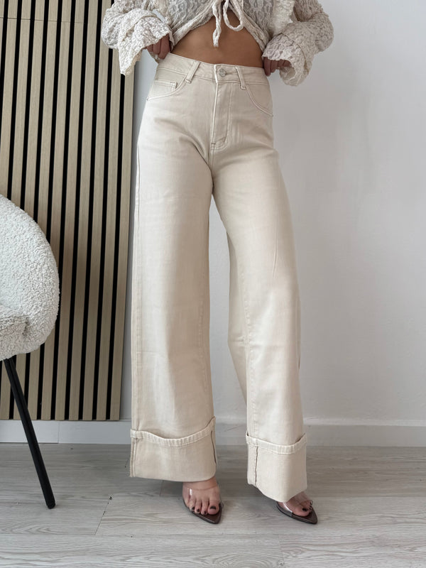 Jeans palazzo sabbia