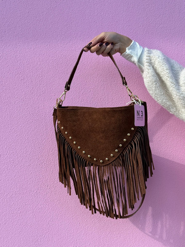 Borsa Boho frange in vera pelle