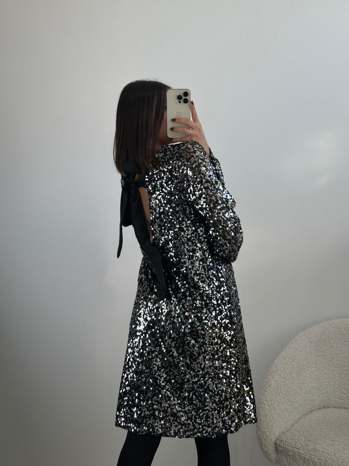 Abito fiocco paillettes ampio
