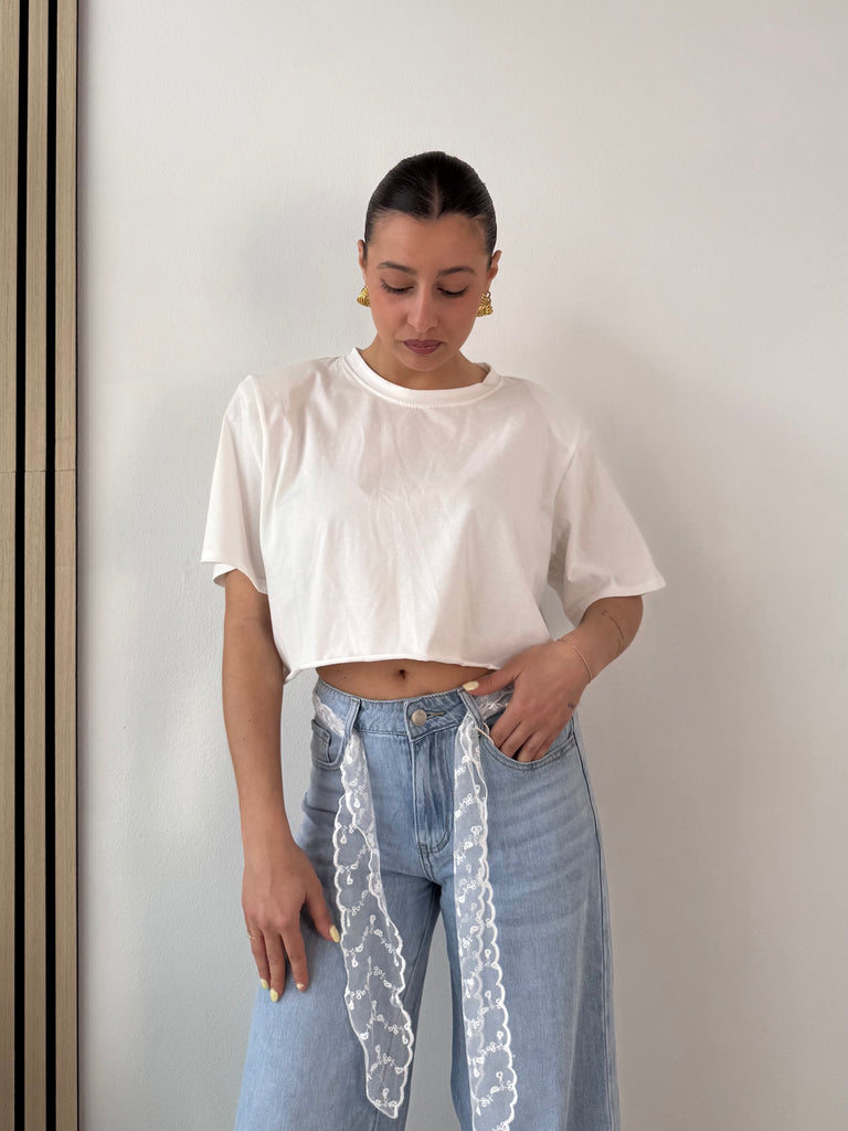 T-shirt crop spalline