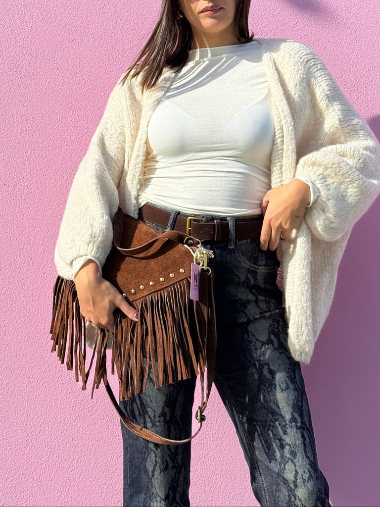 Borsa Boho frange in vera pelle