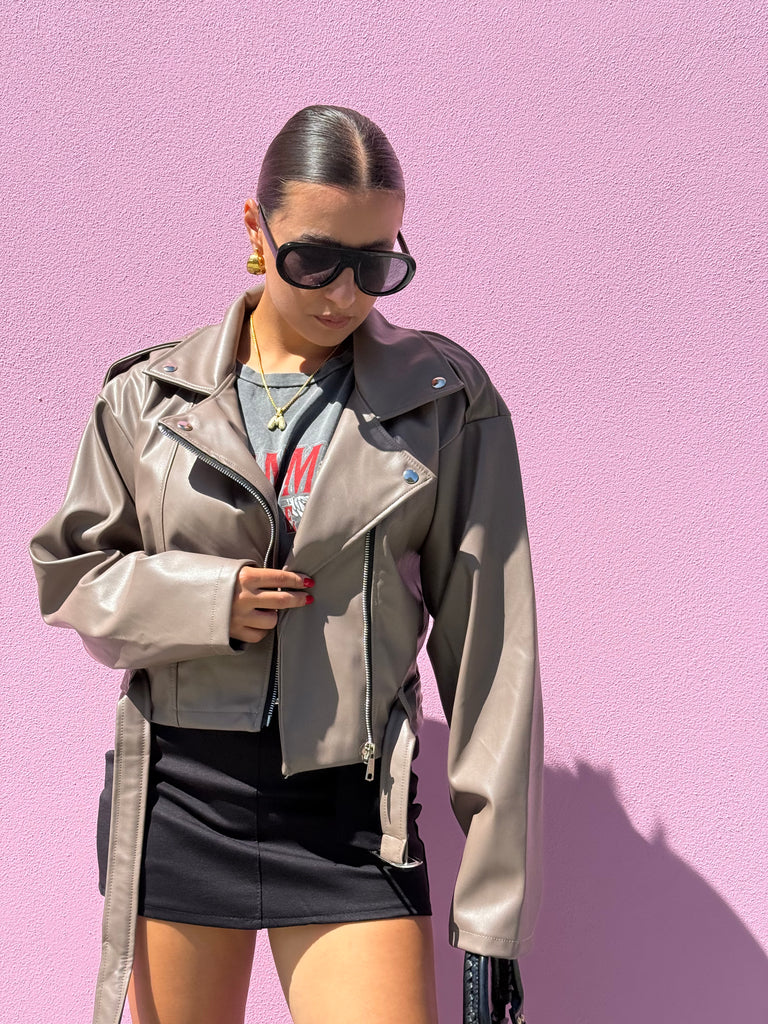 Chiodo in ecopelle Crop