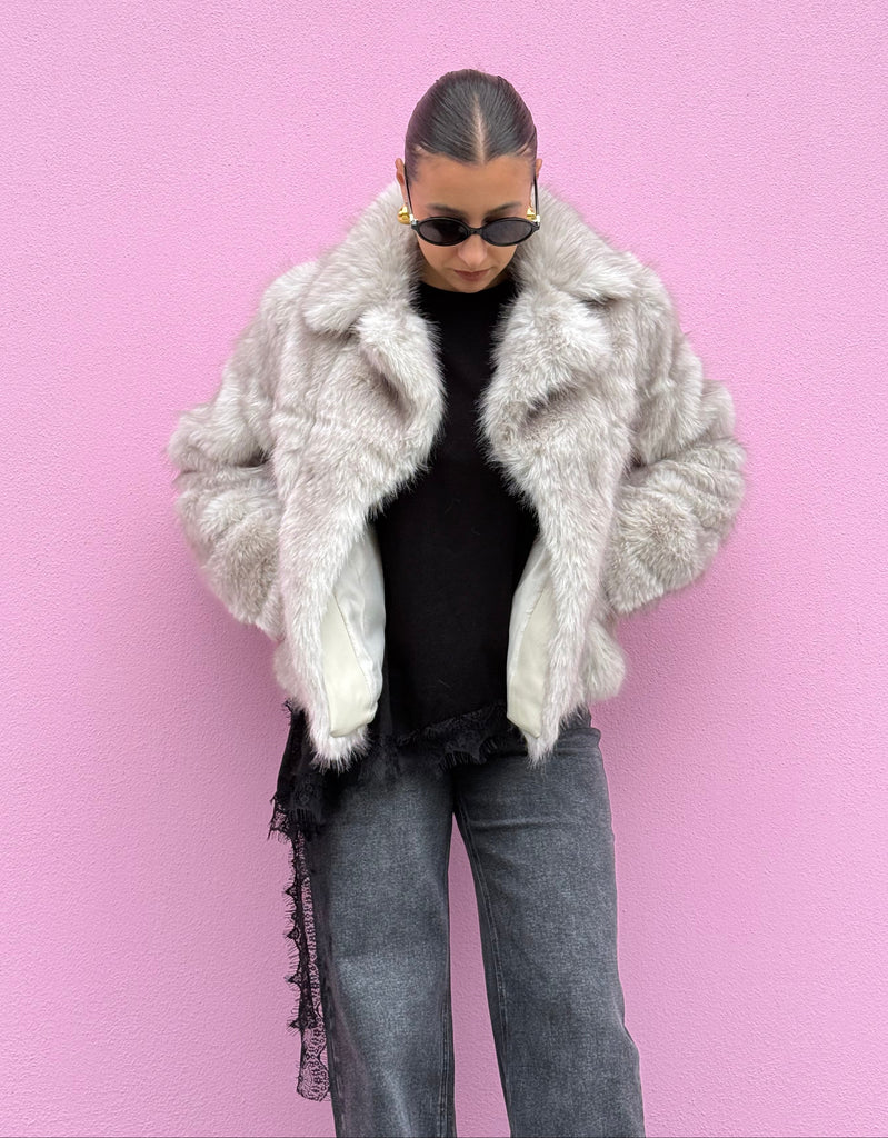 Eco-pelliccia intarsiata BEIGE