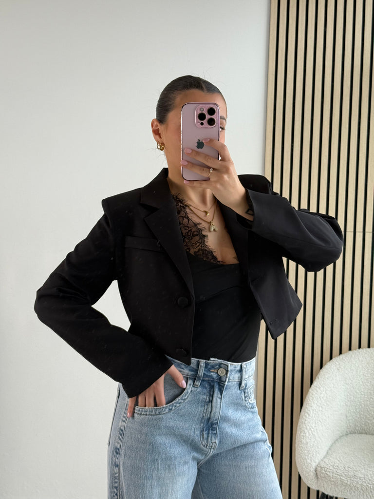 Blazer crop nero