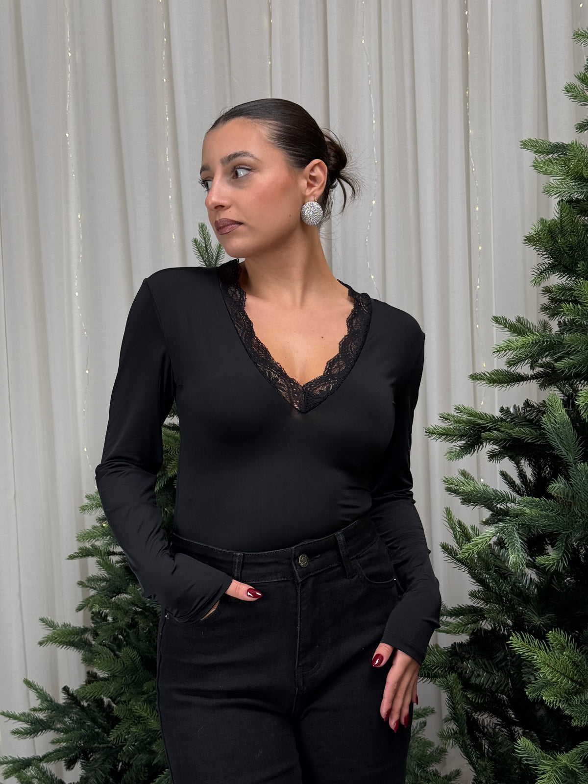 Body scollo a V pizzo