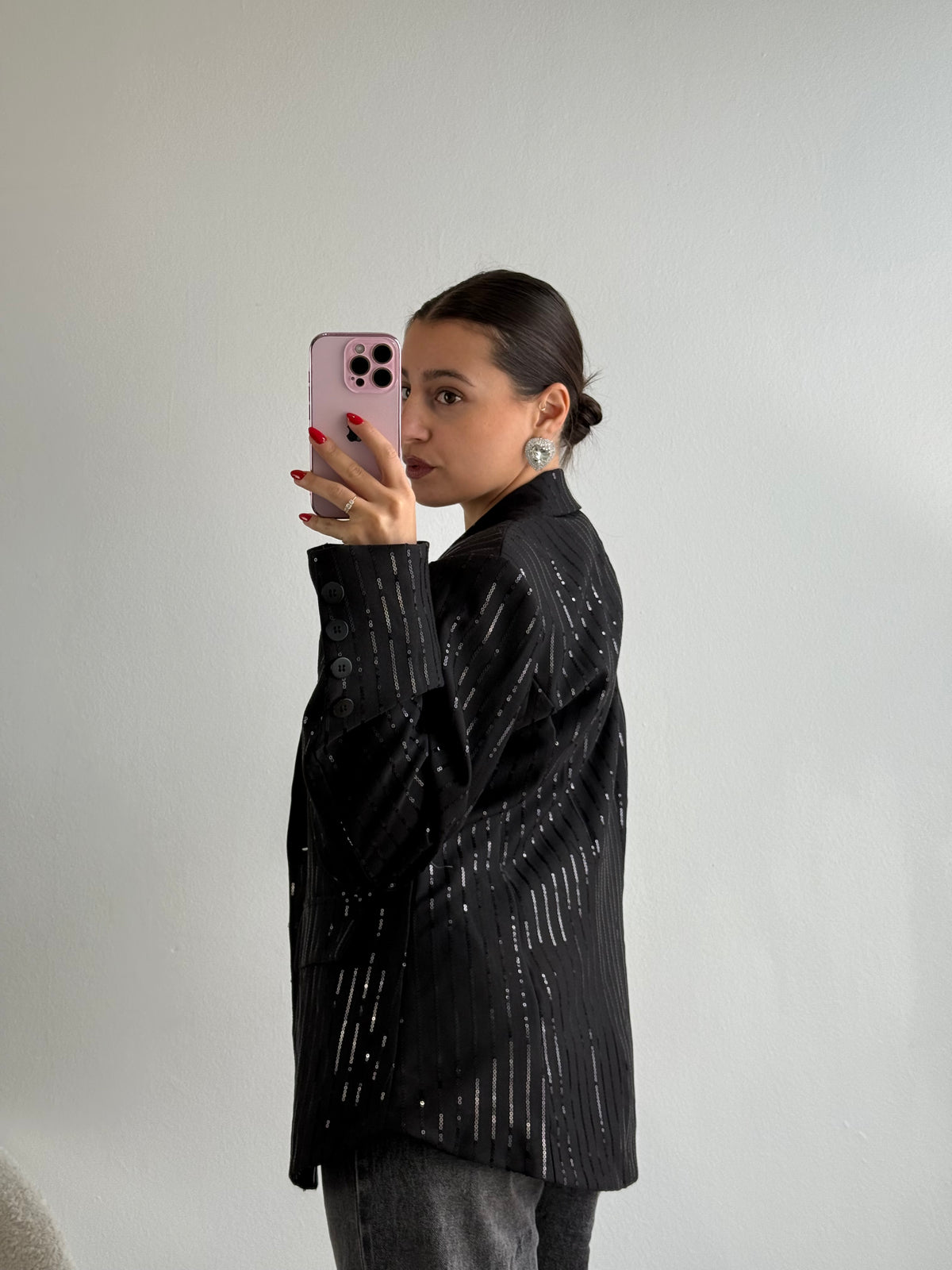 Blazer doppio petto over paillettes