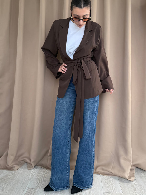 Blazer con cintura Marrone