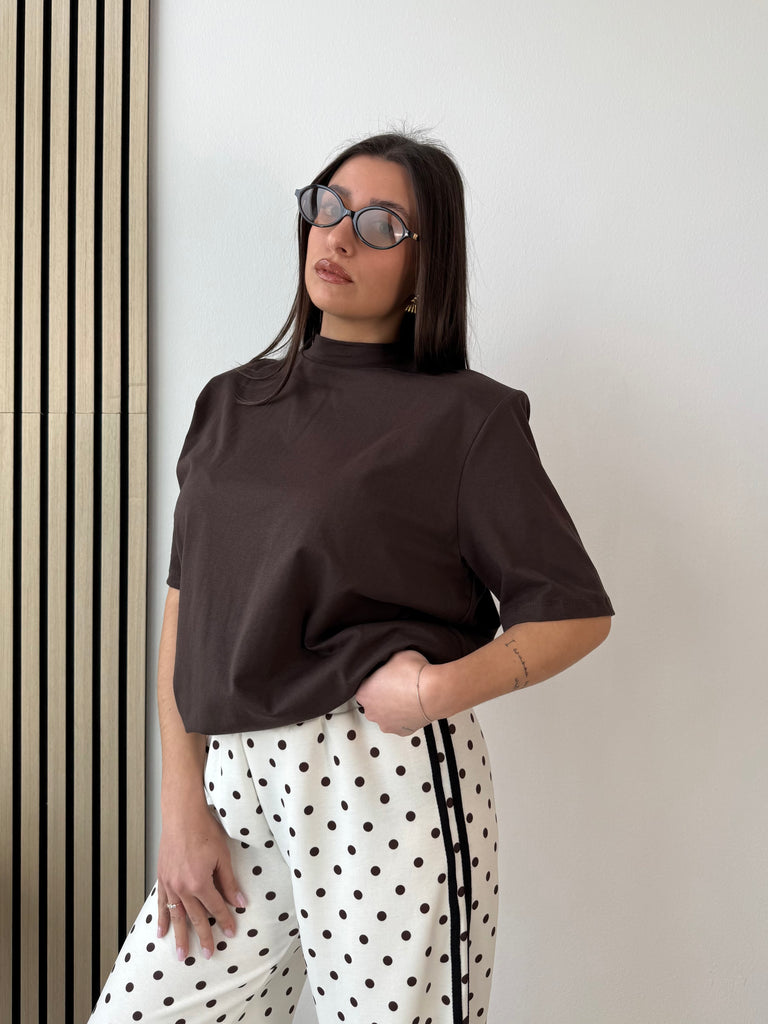 T-shirt Over Spalline Marrone