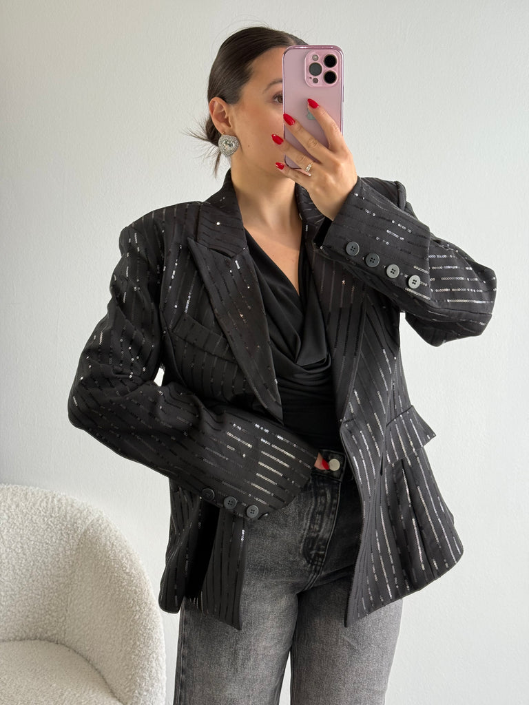 Blazer doppio petto over paillettes