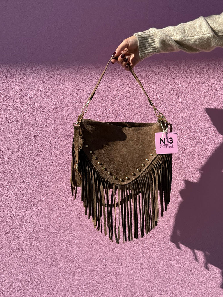Borsa Boho frange in vera pelle