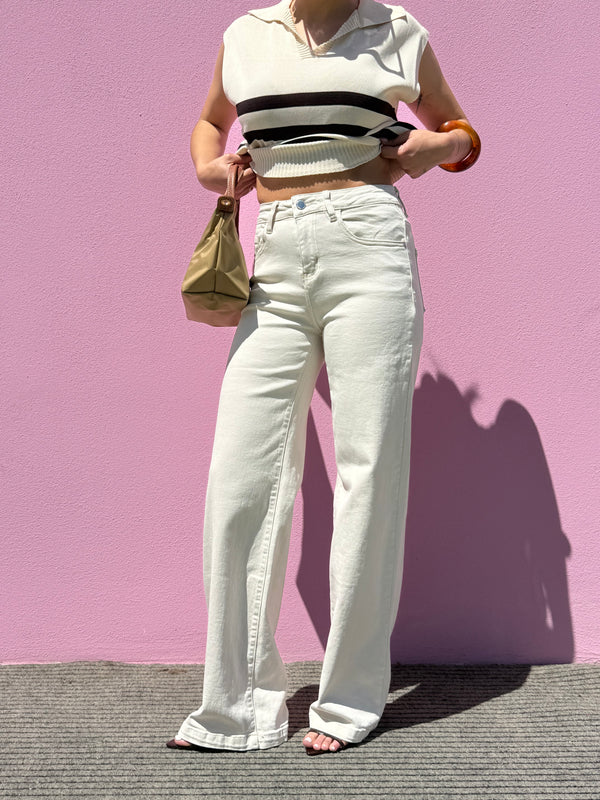 Jeans palazzo panna