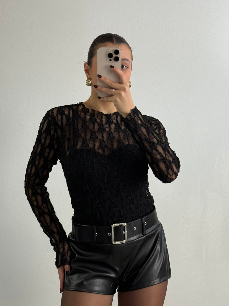 Body in pizzo trasparente