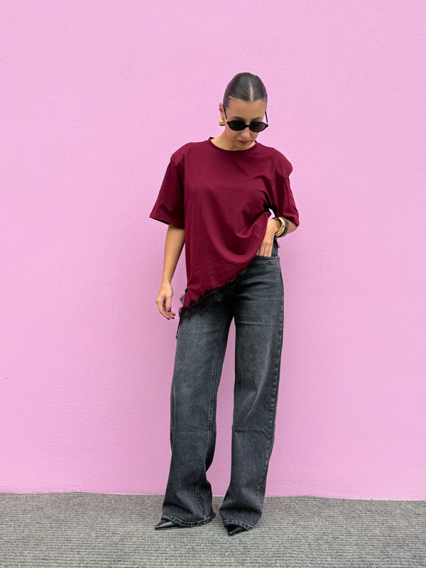 T-shirt pizzo TREND bordeaux