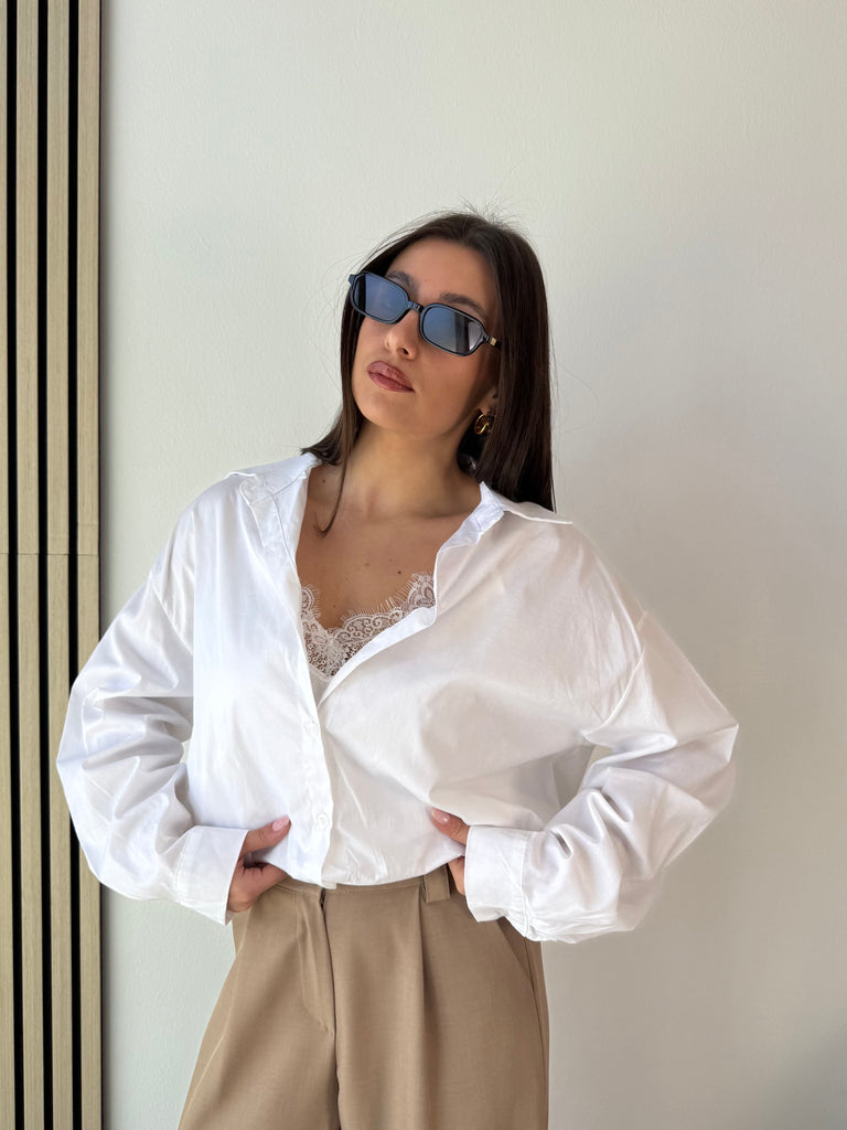 Camicia a palloncino con pizzo