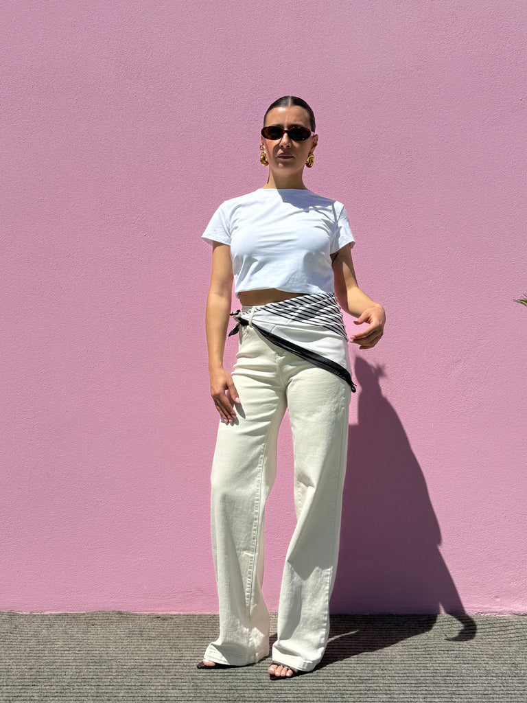 Jeans palazzo panna