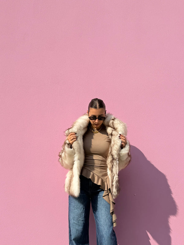 Eco-pelliccia white fox