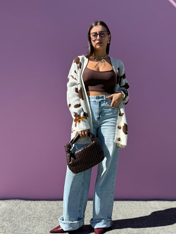 Cardigan Cow misto lana
