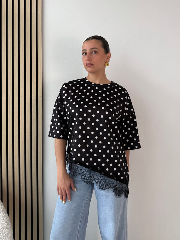 T-shirt pizzo Pois