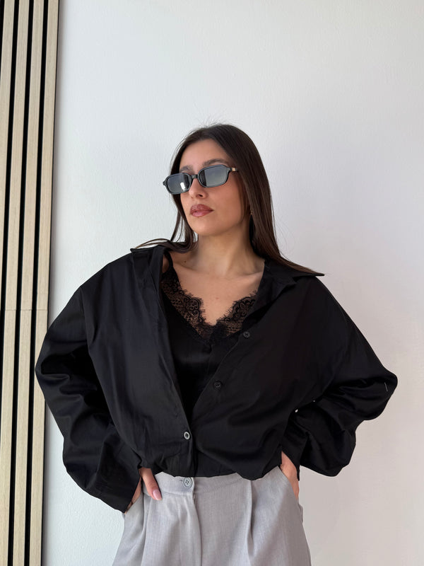 Camicia a palloncino con pizzo