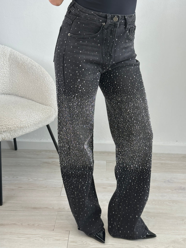 Jeans strass nero