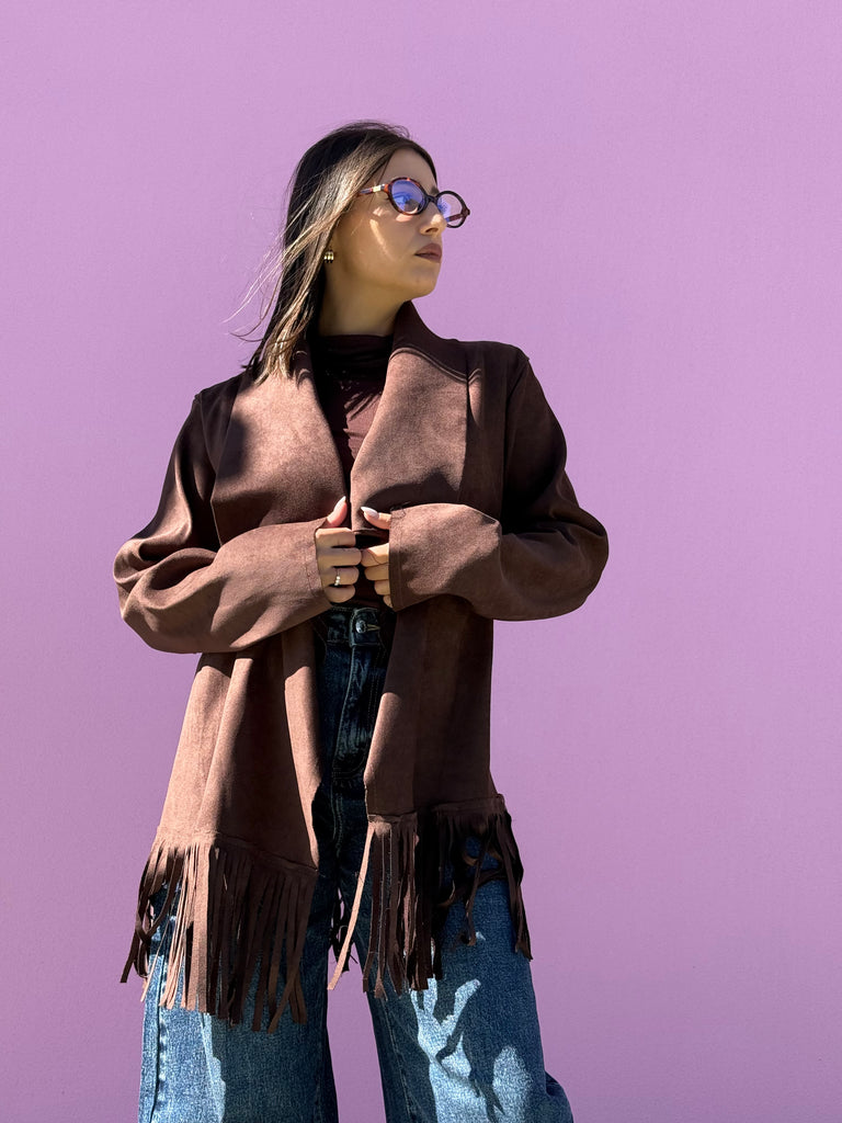 Cardigan Suede con frange