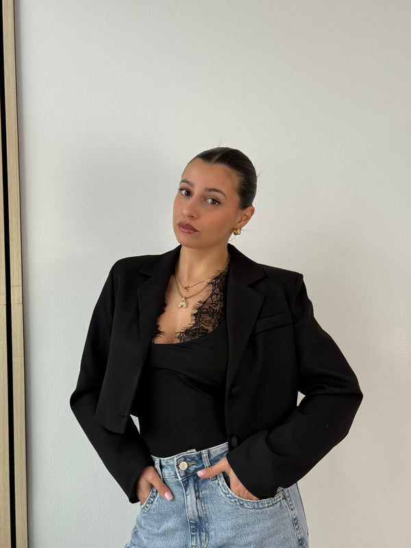 Blazer crop nero